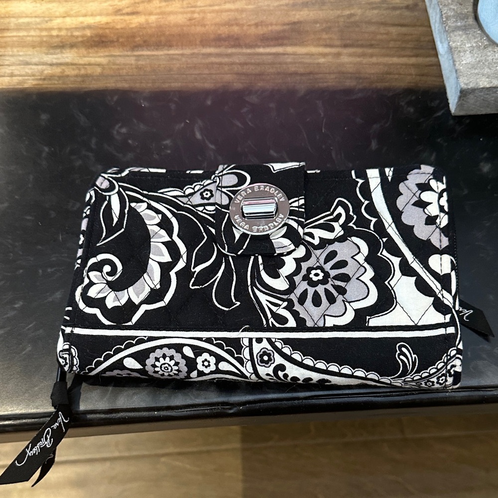 Vera Bradley Black and Gray Floral Wallet
